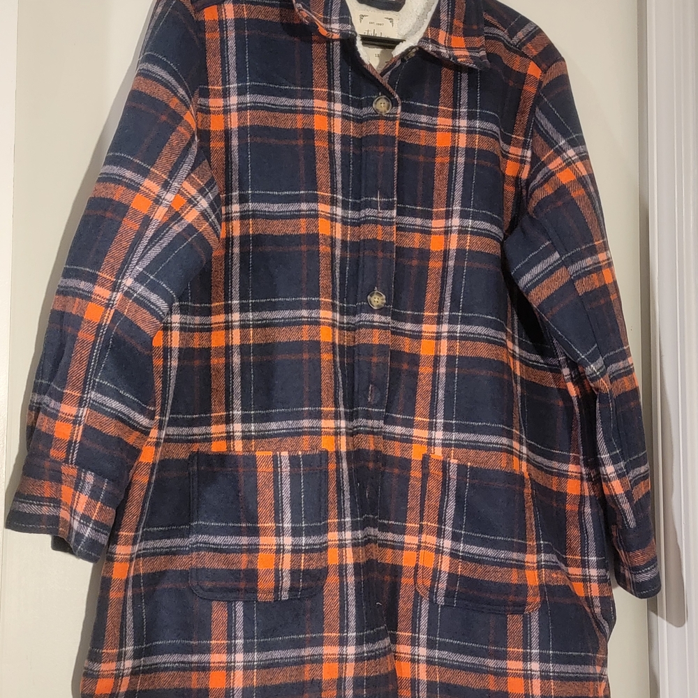 Style & Co. Orange and Navy Plaid Jacket in excellent condition